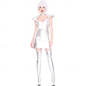 voordelige Beroep en Uniform Kostuums-Kostuum Robot Astronaut Cosplay Volwassenen Dames Halloween Carnaval Feest Prestatie Aankleden