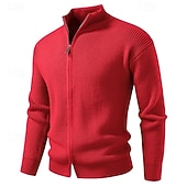 preiswerte Herren Strickjacke-Herren Pullover Kleid Pullover Strickjacke Reißverschluss-Pullover Strickpullover Gerippt Stricken Normale Oberteile Gestrickt Gerippt Einfach Stehkragen Mode Schals Lässig Alltagskleidung Bekleidung
