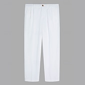 preiswerte Klassiker-Herren Anzughose Leinenhosen Hose Sommerhose Fronttasche Falten Gerader Schnitt Einfach Komfort Atmungsaktiv Volle Länge Formell Geschäft Täglich Mode Basic Grün + grau Weiß + Khaki Unelastisch