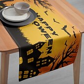 お買い得  ハロウィンキッチン-ハロウィンテーブルランナー - レストラン用デジタルプリント長方形テーブルクロス 33x180cm &amp;パーティーの装飾