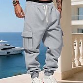 economico Carico-Per uomo Pantaloni da tuta Pantaloni in Pile Joggers Pantaloni invernali Pantaloni da Tuta Cargo Coulisse Tasca Elastico in vita Semplice Comodità Caldo Sport all'Aperto Quotidiano Moda Casual Nero