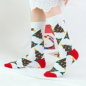 economico Costumi-12 paia di calzini caldi spessi in stile natalizio (colore casuale), graziosi calzini lunghi per le feste con disegni di Babbo Natale e pan di zenzero, regalo di Natale perfetto per la famiglia e gli