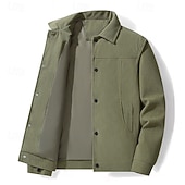 economico Giubbotti e cappotti da uomo-Per uomo Giacca Leggera Giacca in Velluto a Coste Giacca Casual Vacanza Quotidiano Caldo Tasca Primavera Autunno Semplice Moda Classico Bavero Regolare Nero Cachi Verde militare Beige Giacca