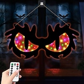 cheap Decorative Lights-Halloween Decorations Spooky Eyes Lights 21 Inch Large Wooden Halloween Window Eye Lights with 8 Color Modes and USB/Battery Operated for Home Wall Window Trees Halloween Decor