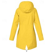 abordables veste active-Femmes Trench Chaud Confortable Fermeture éclair Avec Poches Mode Extérieur Uni Sortir Week-end Fermeture éclair Régulier À capuche Coupe régulière manche longue Vêtements d&#039;extérieur Jaune Rose