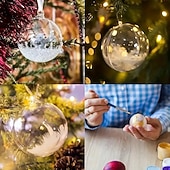 olcso Díszek-10/20 db átlátszó karácsonyi dísz, tölthető, függő golyók, átlátszó műanyag, tölthető karácsonyi golyók, barkácsolás &amp;ünnepi dekoráció fára, otthonra, partira, esküvőre