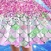 preiswerte 3D-Cartoon-Kommode-Mädchen&#039; 3D Cartoon Meerjungfrau Kleid Langarm Sommer Frühling Urlaub Täglich Ferien Prinzessin Schön Süß Kinder 4-12 Jahre Freizeitkleid A Linie Kleid Knielang Normale Passform