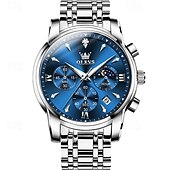 economico Orologi al quarzo-il nuovo orologio da lavoro con bracciale in acciaio inossidabile olevs con calendario luminoso, piccolo orologio al quarzo multifunzionale da 24 ore, tre lancette, orologio da polso sportivo da uomo