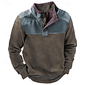 abordables Sudaderas Básicas_-Hombre Sudadera Sudadera Con Capucha Pull-over Sudadera con capucha y botones Verde Ejército Cuello Mao Plano Retazos Deporte Casual Diario Ropa de calle Fresco Ropa deportiva Primavera &amp; Otoño Ropa