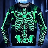 levne Halloween mikiny a svetry-Halloween Den mrtvých lebka pánská 3D tisk kostra mikina punk párty dlouhý rukáv kulatý výstřih dovolená bílá fialová kulatý výstřih 3D celoroční designér