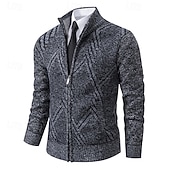 preiswerte Herren Strickjacke-Herren Pullover Kleid Pullover Strickjacke Reißverschluss-Pullover Strickpullover Gerippt Stricken Normale Oberteile Gestrickt Gerippt Einfach Rollkragen Mode Schals Formell Geschäft Bekleidung