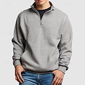 economico Felpa con cappuccio in pile-Per uomo Maglione Felpa con cappuccio in pile Felpa con zip corta Felpa con cappuccio foderata in pile Nero Bianco Rosa Blu marino Blu Colletto Mao Semplice Sport &amp; Outdoor Casuale Quotidiano