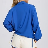 tanie Kurtki biegowe-Damskie Kurtka sportowa Zamek błyskawiczny do połowy Z kieszeniami Długi rękaw Top Athleisure Jesień Solidne kolory Szybkie wysychanie Oddychający Codzienny Sportowy Bieganie Odzież sportowa Odzie