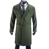 preiswerte Herren-Blazer &amp; -Anzüge-Herren Mantel Trenchcoat Langer Trenchcoat Urlaub Täglich Herbst Winter Polyester Winddicht Warm Oberbekleidung Bekleidung Mode Klassisch Einfach Tasche Revers Doppelreihig