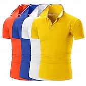 levne Pánské klasické polo-Pánské Golfová košile Polokošile Pique Obchod Ležérní Žebrovaný polo límec Krátký rukáv Módní Základní Pevná barva Knoflíky Vícebalení Léto Jaro &amp; podzim Celý rok Slim 1# 2# 3# 4# 5# 6# Golfová košile