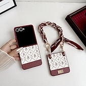 voordelige Samsung-hoesje-telefoon hoesje Voor Samsung Galaxy Z Flip 7 Z-flip 6 Z Flip 5 Z Flip 4 Achterkant met draagkoord Schokbestendig Bloem Bloemen PC