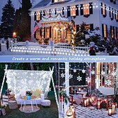 billige Julelys-12 fot/3,5 m snøfnugg gardin nattlys usb-drevet 8 moduser istapp fe string lys til jul bryllup ferie hage innendørs utendørs fest dekorasjon