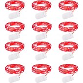 abordables Guirlandes lumineuses à piles-2m Guirlandes Lumineuses 20 LED Blanc Chaud Blanc Rouge Lumières de fil de cuivre Halloween Étanche Vacances Alimenté par piles