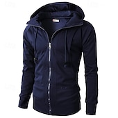 abordables Sudadera con capucha de vellón-Hombre Sudadera Sudadera con capucha y cremallera completa Sudadera con capucha de lana Rojo tinto Negro Verde Ejército Azul Marino Caqui Con Capucha Plano Retazos Deporte Casual Diario Ropa de calle
