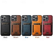 cheap iPhone Cases-Phone Case For iPhone 17 Pro Max 17 Air 16 Pro Max Plus 16 15 14 Pro Max Plus 16e 13 Pro Max Back Cover Magnetic Support Wireless Charging Kickstand Retro TPU PU Leather