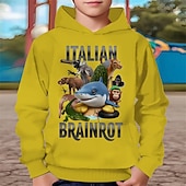 billiga Pojkens 3D Sporter &amp; Spel-Pojkar 3D Grafisk Huvtröja Långärmad Vår Höst Mode Streetwear Barn 4-12 år Huva Utomhus Ledigt Dagligen Normal
