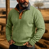economico Felpe di base-Per uomo Maglia Felpa con cappuccio Maglione Felpa con cappuccio abbottonata Nero Rosa Blu Verde Cachi Colletto Mao Semplice Testurizzato Sport &amp; Outdoor Casuale Quotidiano Streetwear Cool