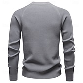 billige Herre Elite Genser og Cardigans-Herre Pullover genser Vaffelstruktur Strikke Crewneck عادي Crew-hals Årgang Kul Skole Feriereise Klær Raglan Ermer Vår Høst Mørk Marineblå Kakifarget S M L