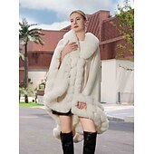 billige Pelssjal-Pelssjal Elegant Hold Varm Ermeløs Flaggermusermer Polyester Bryllup Wrap Med Ren Farge Til Spesiell Leilighet Høst vinter