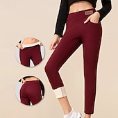 economico Leggings e collant da yoga-Per donna Pantaloni Sherpa Leggings spessi caldi invernali Foderato in pile Vita Alta Palestra Atletico Pilates Pantaloni Tinta unica Nero Borgogna Blu Gli sport Abbigliamento sportivo