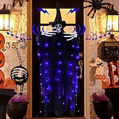 abordables Halloween intérieur-1 pièce 120 cm Halloween suspension lumineuse crâne lumière décorative, détection humaine, cinq effets sonores d&#039;horreur, ambiance de fête intérieure et extérieure lumière décorative, boîte à piles
