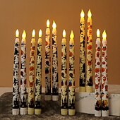 economico Luci di Halloween-Candele a LED senza fiamma con motivo colorato di Halloween, candelieri a batteria con telecomando a 11 tasti e timer, luci a fiamma tremolante 3D per cene, decorazioni per interni, regali (6 pezzi