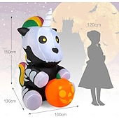 olcso Halloween szabadtéren-1 db 1,5 m-es halloweeni felfújható légmodell ülő csontváz unikornis led világító felfújható fólia udvari dekorációs dísz