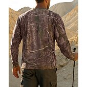 economico Cime-Per uomo Camicia da esterno Camicia da escursionismo Manica Lunga Girocollo Maglietta Top Esterno Asciugatura Rapida Leggero Elastico Traspirante Spandex Patchwork Marrone Caccia Pesca Arrampicata