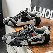 お買い得  カジュアルなレースアップシューズ-メンズのグリーンとイエローのメッシュスニーカー - ウォーキング、旅行、ストリートスタイルに最適なカラーブロックの通気性のあるカジュアルスポーツシューズ