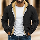 abordables Sudadera con capucha de vellón-Hombre Sudadera Sudadera con capucha y cremallera completa Sudadera con capucha de lana Sudadera con capucha forrada de polar Rojo tinto Negro Blanco Verde Ejército Azul Marino Con Capucha Plano
