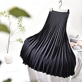 ieftine Fuste de șifon-Pentru femei Fustă Leagăn Modă Casual Maxi Talie Medie Fuste Simplu Plisată Micro-elastic Vacanță Stradă Negru Alb Bleumarin Gri Închis Vară Șifon Poliester