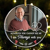 お買い得  クリスマス-パーソナライズされたクリスマスフォトオーナメント、カスタムメモリアル、I&#039;m always with you、アクリル2Dデコレーション、クリスマスツリー、クリスマスデコレーション、吊り下げペンダントギフト