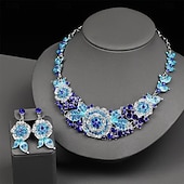 levne Sady šperků-Sady šperků 2 Kubický zirkon Chrome 1 x náhrdelník Náušnice Dámské Elegantní Vinobraní Módní Retro styl Klasika Květinový motiv Sada šperků Pro Svatební Párty Svatební host