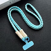 baratos Cordões de telefone e pulseiras-Corda trançada de três fios colorida da moda para meninas, corda diagonal cruzada, anti-perda e resistente, chaveiro para celular, corda de pendurar de cor sólida