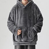 economico Cime-Per uomo Felpa in pile Felpa con cappuccio in pile Felpa termica Manica Lunga Con Cappuccio Top Esterno Calore Termico Inverno Poliestere Grigio scuro Nero Bianco Tennis Allenamento Corsa