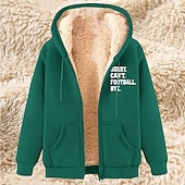baratos Moletom com capuz de lã-Homens Full Zip Hoodie Moletom com zíper Casaco de lã Moletom de lã Adamascado Preto Vinho Vermelho Azul Com Capuz Tecido Letra Estampas Abstratas Zíper Bolsos Casual Diário Para Noite Poliéster