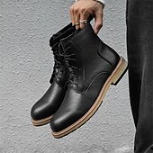 abordables Bottines-Bottines à lacets en similicuir marron pour homme, chaussures d&#039;extérieur décontractées classiques pour le travail et le quotidien