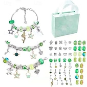 baratos kit de fazer miçangas-Conjunto de pulseiras de cristal faça você mesmo para crianças, kit para fazer joias com miçangas, design de desenho animado rosa, pulseira com pingentes artesanais, acessórios com caixa de presente