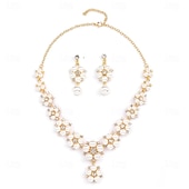 halpa Korusetit-Korusetti 2 Vihreä Helmi Kromi 1 Kaulakoru Korvakorut Naisten Tyylikäs Vintage Muoti Vintage-tyyli Perinteinen Korusetti Käyttötarkoitus Häät Juhla Häävieras