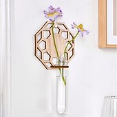 economico Sculture-1 supporto idroponico in legno per interni, vaso per la propagazione delle piante, provetta in plastica da parete con supporto in legno, adatto per la decorazione di piante domestiche, talee