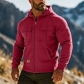 abordables Sudadera Táctica-Hombre Sudadera Sudadera con capucha y cremallera de un cuarto Sudadera con capucha de lana Sudadera táctica con capucha Negro Verde Ejército Burdeos Azul Marino Azul Piscina Con Capucha Plano