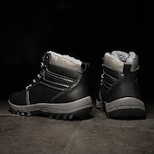 abordables Botas de invierno y nieve-Botas de trabajo clásicas con cordones de piel sintética color tostado para hombre: botines de seguridad duraderos para exteriores, construcción, senderismo y uso diario.
