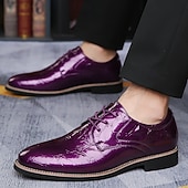 baratos Sapatos Oxford-sapatos sociais masculinos de verniz azul-petróleo brilhante com cadarço – calçados formais elegantes para casamentos e eventos empresariais