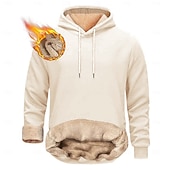 baratos Moletom com capuz de lã-Homens Moletom de lã Moletom com capuz de lã Sherpa Adamascado Preto Amarelo Vinho Azul Marinha Com Capuz Tecido Com Cordão Casual Diário Para Noite Poliéster Roupa de rua Casual Outono &amp; inverno