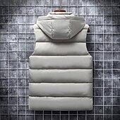 levne Pánská péřová vesta-Pánské Puffer Vesta Kamizelka Vesta Dovolená Denní Rande Módní Na běžné nošení Zima Kapsy Polyester Zahřívací Pohodlné Pevná barva Zip Kapuce Běžný Černá Vodní modrá Tmavě šedá Béžová Vesta